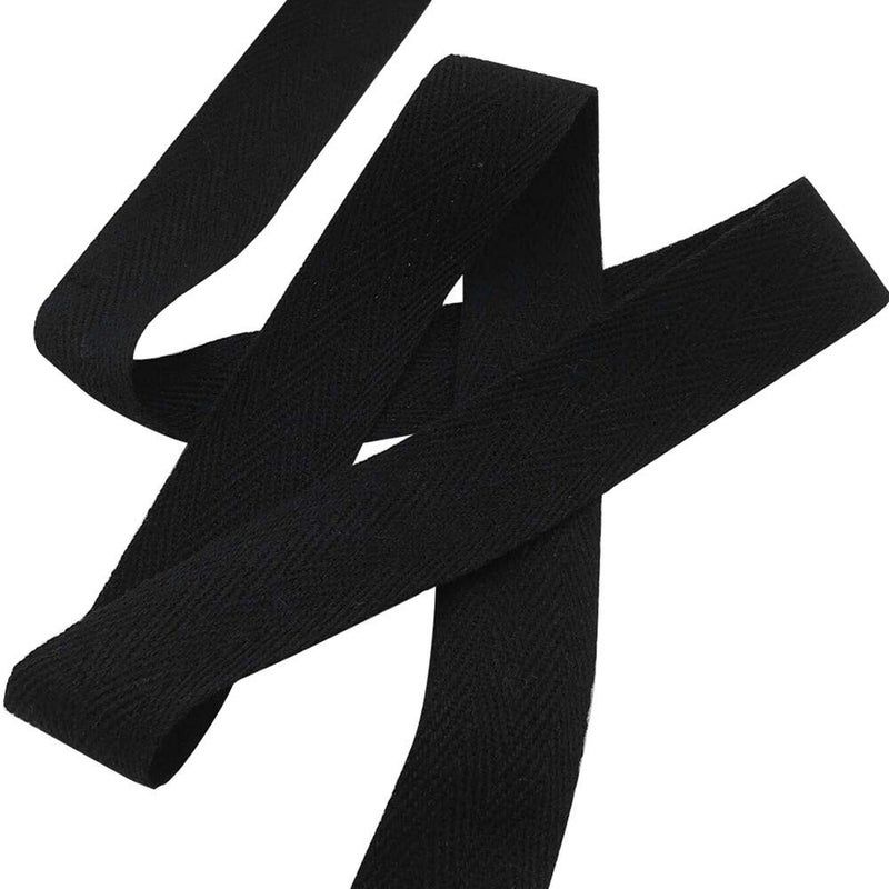 Abbaoww 50 Yards Cotton Twill Tape Ribbon 1/2 Inch, Soft Natural Webbing Tape Herringbone Tape for Sewing DIY Craft, Black - Image 2